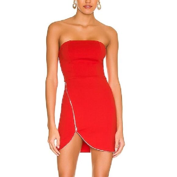 Superdown
nylah front zip dress Strapless Red Mini zipper Revolve M - Picture 1 of 9